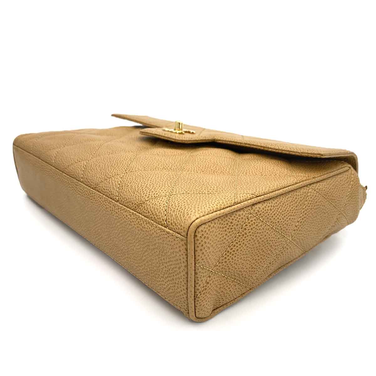 CHANEL VINTAGE MATELASSE CHAIN SHOULDER BAG BEIGE CAVIAR SKIN 90240419