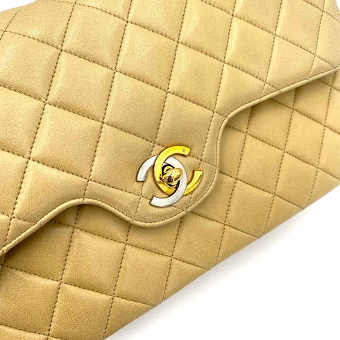 CHANEL VINTAGE PARIS ONLY MATELASSE CHAIN SHOULDER BAG BEIGE LAMB SKIN 90240427 - PURPOSE