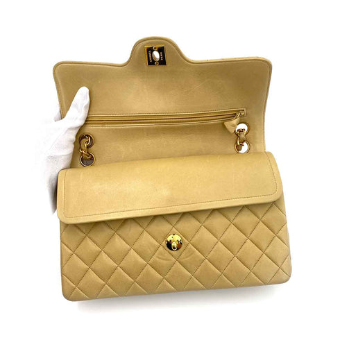CHANEL VINTAGE PARIS ONLY MATELASSE CHAIN SHOULDER BAG BEIGE LAMB SKIN 90240427 - PURPOSE