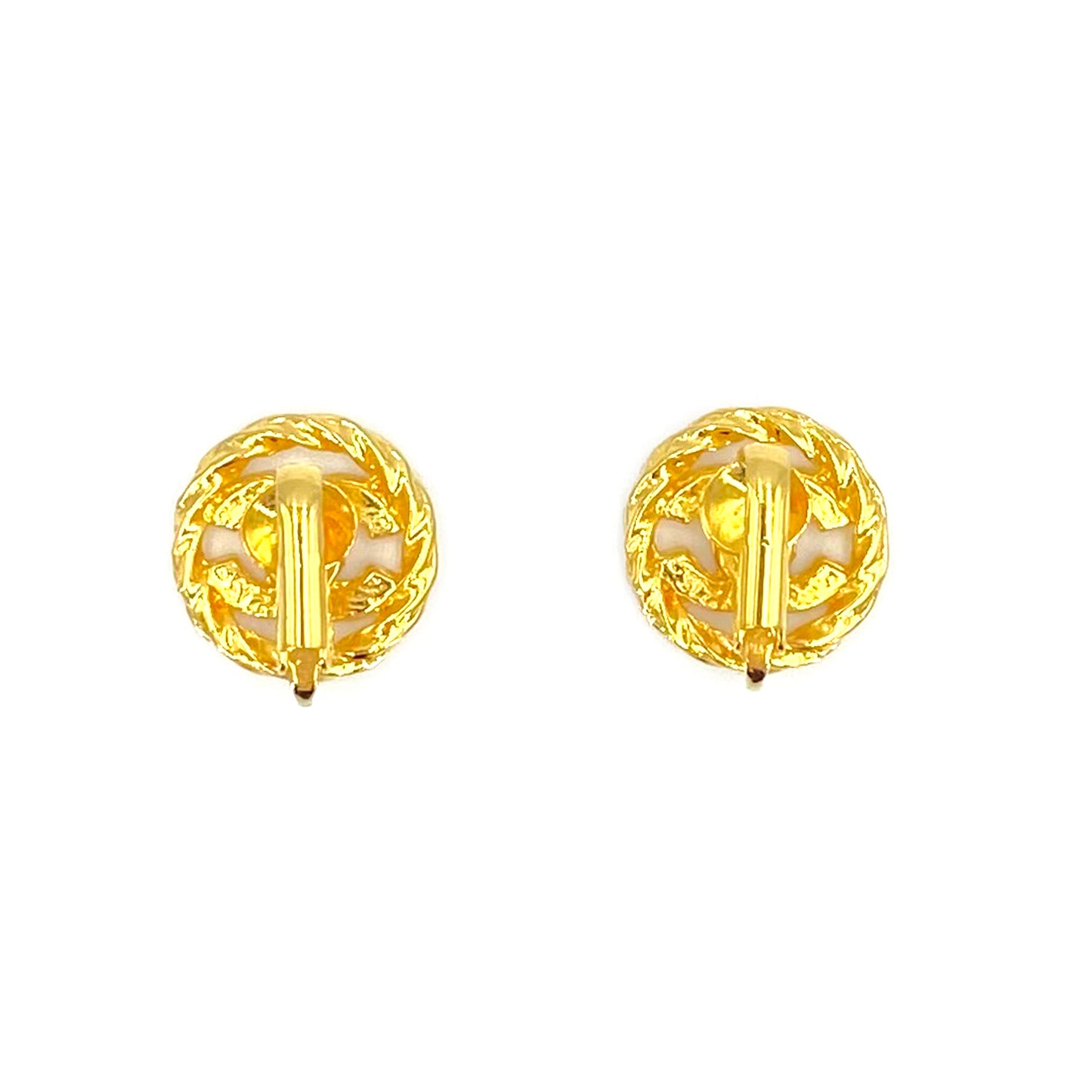 CHANEL VINTAGE EARRINGS ROUND COCOMARK RHINESTONE ACCESSORY 90240431