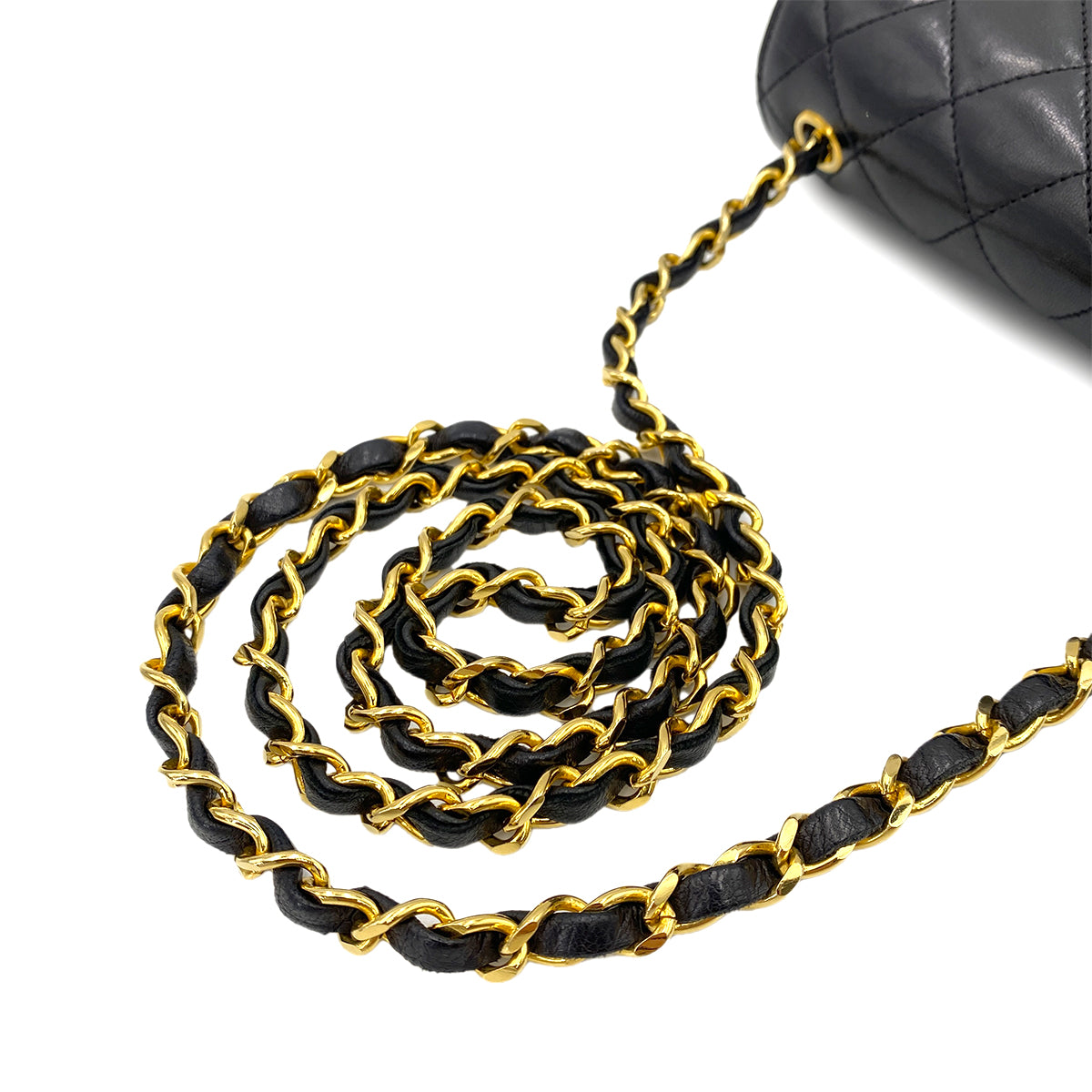 CHANEL VINTAGE MATELASSE CHAIN SHOULDER BAG BYCOLOR BEIGE BLACK LAMB SKIN 90240939