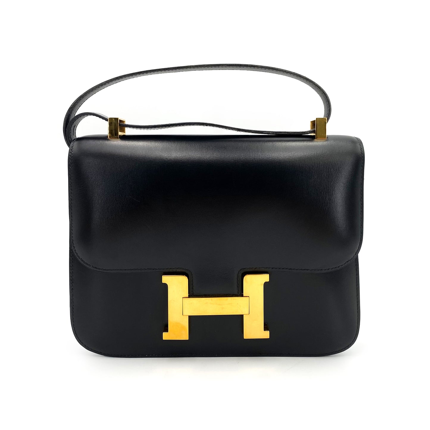 HERMES CONSTANCE 23 BLACK BOXCALF SHOULDER BAG 〇W 90240942