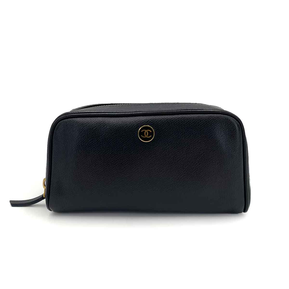 CHANEL VINTAGE POUCH BLACK LEATHER 90240944