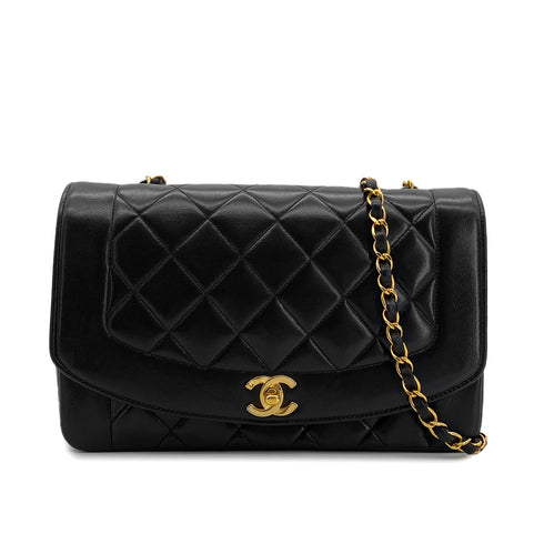 CHANEL VINTAGE DIANA MEDIUM CHAIN SHOULDER BAG BLACK LAMB SKIN 90240947 - PURPOSE
