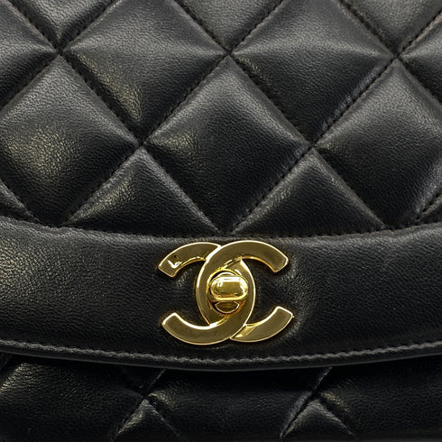 CHANEL VINTAGE DIANA MEDIUM CHAIN SHOULDER BAG BLACK LAMB SKIN 90240947 - PURPOSE