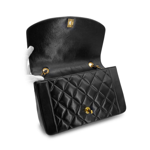 CHANEL VINTAGE DIANA MEDIUM CHAIN SHOULDER BAG BLACK LAMB SKIN 90240947 - PURPOSE