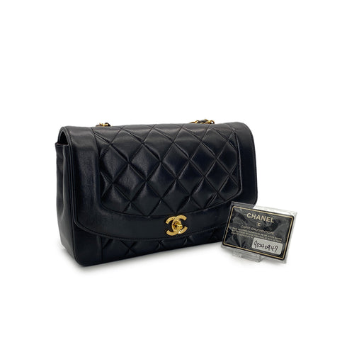 CHANEL VINTAGE DIANA MEDIUM CHAIN SHOULDER BAG BLACK LAMB SKIN 90240947 - PURPOSE