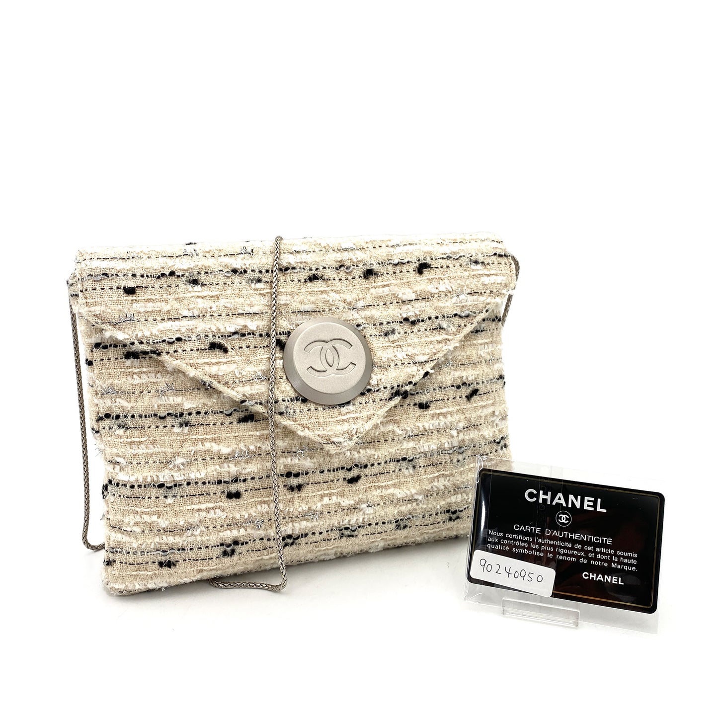 CHANEL VINTAGE CHAIN SHOULDER BAG MULTICOLOR TWEED 90240950