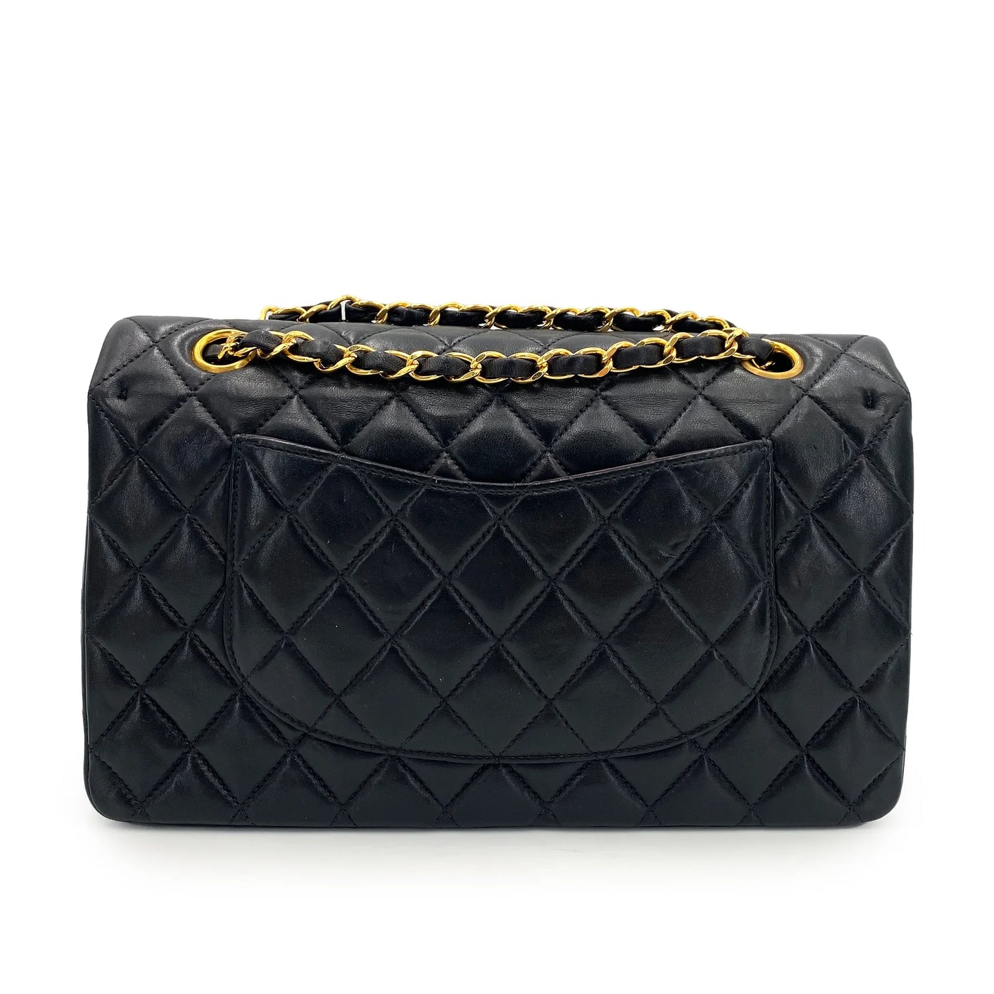 CHANEL VINTAGE CLASSIC FLAP MEDIUM CHAIN SHOULDER BAG BLACK LAMB SKIN 90240955