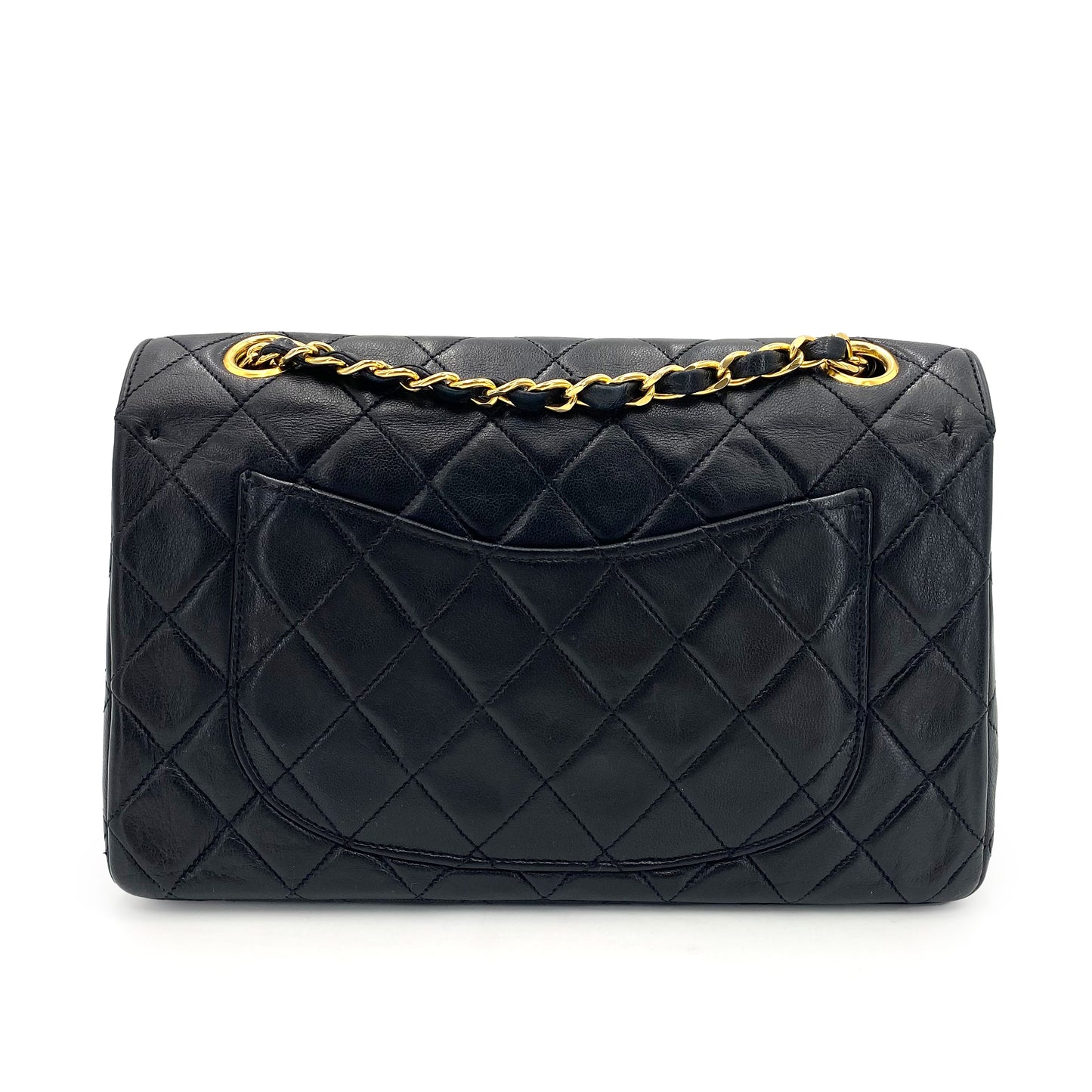 CHANEL VINTAGE MATELASSE CHAIN SHOULDER BAG BLACK LAMB SKIN 90240956