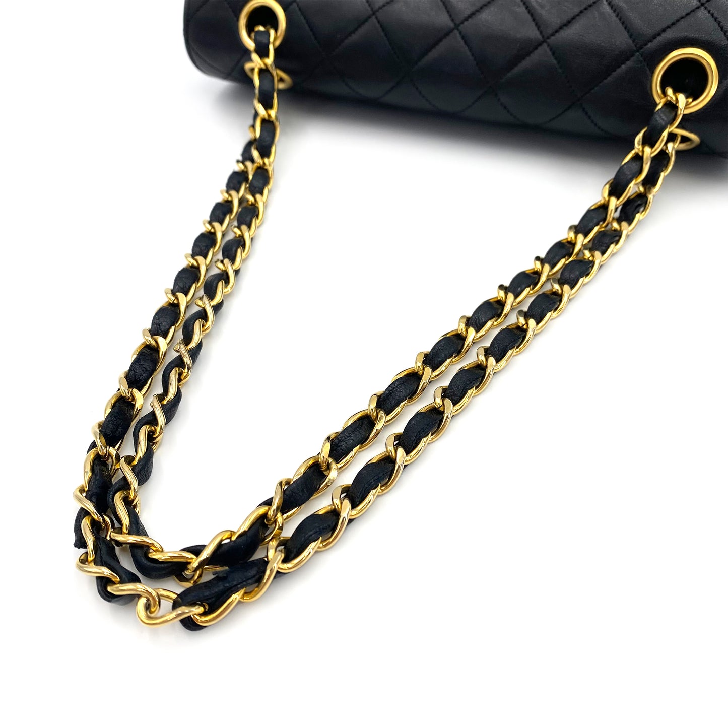 CHANEL VINTAGE MATELASSE CHAIN SHOULDER BAG BLACK LAMB SKIN 90240956