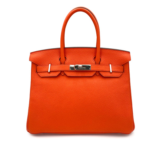 HERMES BIRKIN 30 ORANGE TOGO HAND BAG X SHW 90240960