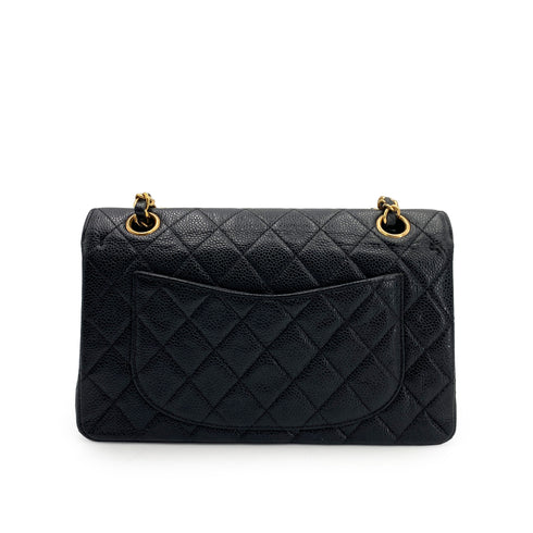CHANEL VINTAGE CLASSIC FLAP SMALL CHAIN SHOULDER BAG BLACK CAVIAR SKIN 90240962