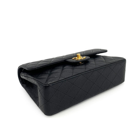 CHANEL VINTAGE CLASSIC FLAP SMALL CHAIN SHOULDER BAG BLACK CAVIAR SKIN 90240962