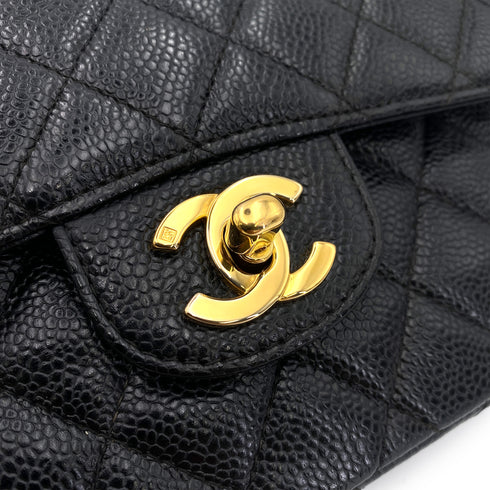 CHANEL VINTAGE CLASSIC FLAP SMALL CHAIN SHOULDER BAG BLACK CAVIAR SKIN 90240962