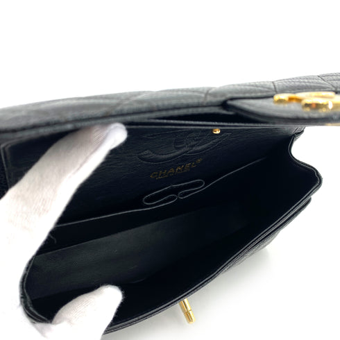 CHANEL VINTAGE CLASSIC FLAP SMALL CHAIN SHOULDER BAG BLACK CAVIAR SKIN 90240962