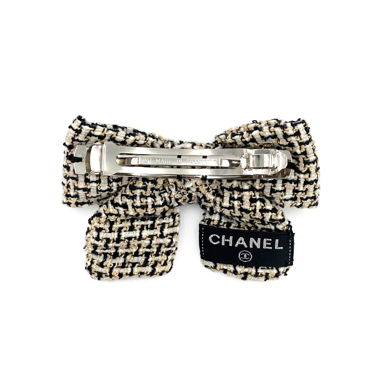 CHANEL VINTAGE VALLETTA RIBBON COCOMARK TWEED BLACK WHITE ACCESSORY 90240967