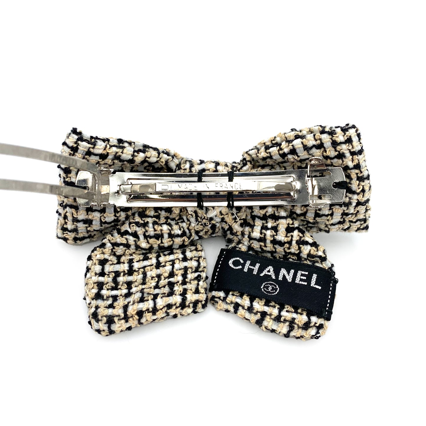 CHANEL VINTAGE VALLETTA RIBBON COCOMARK TWEED BLACK WHITE ACCESSORY 90240967
