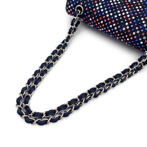 CHANEL CLASSIC FLAP MEDIUM STUDS CHAIN SHOULDER BAG MULTICOLOR DENIM 90241256 - PURPOSE