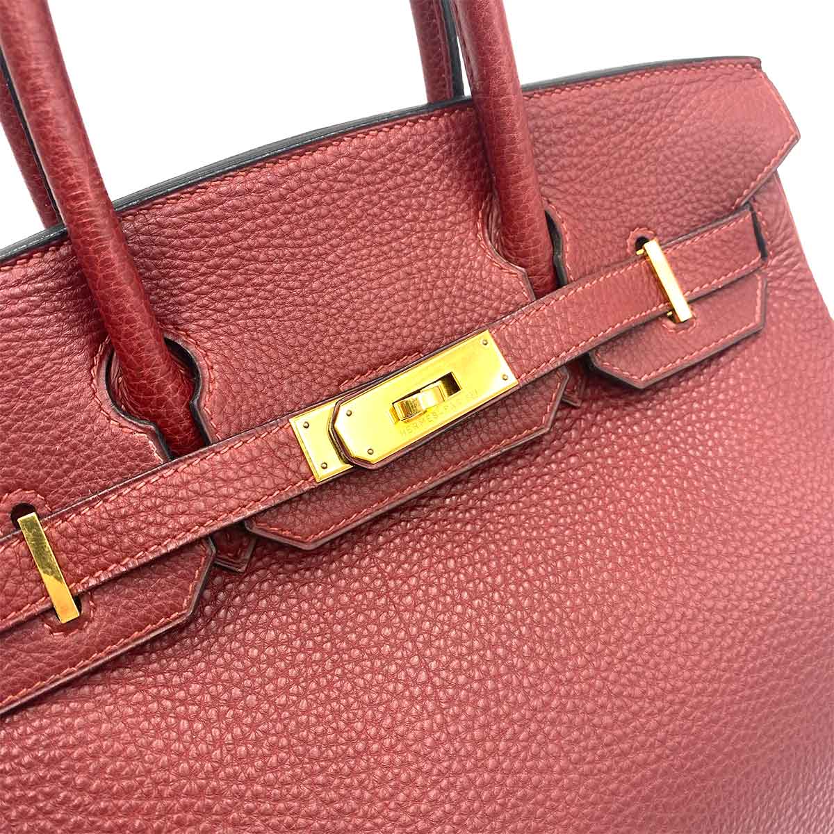 HERMES BIRKIN 30 ROUGE ASH TOGO HAND BAG □C 90241259