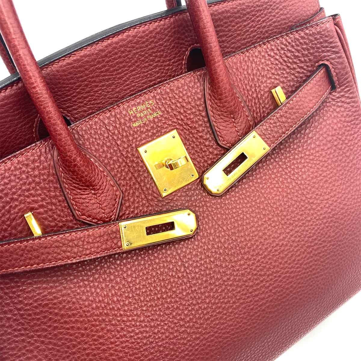 HERMES BIRKIN 30 ROUGE ASH TOGO HAND BAG □C 90241259