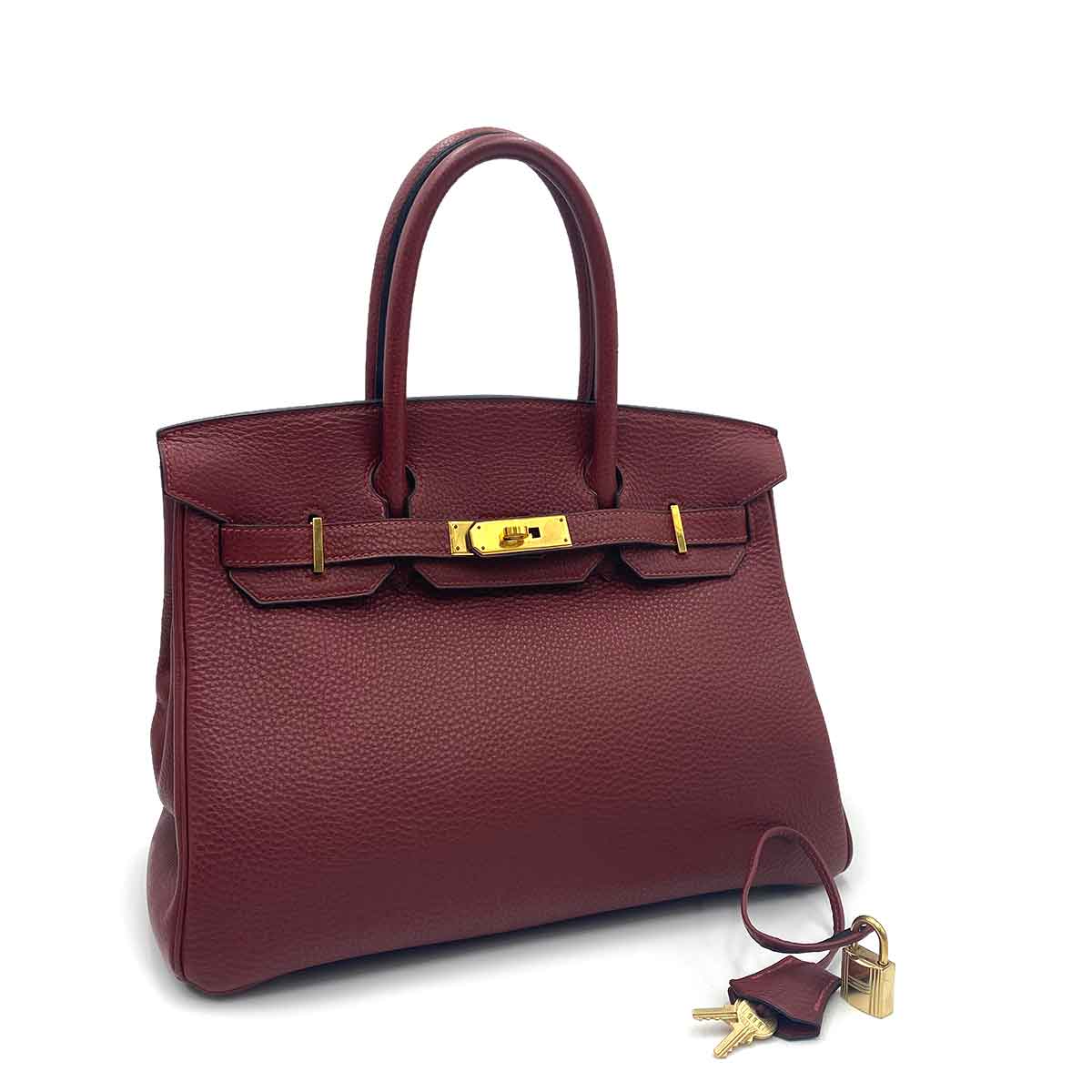 HERMES BIRKIN 30 ROUGE ASH TOGO HAND BAG □C 90241259