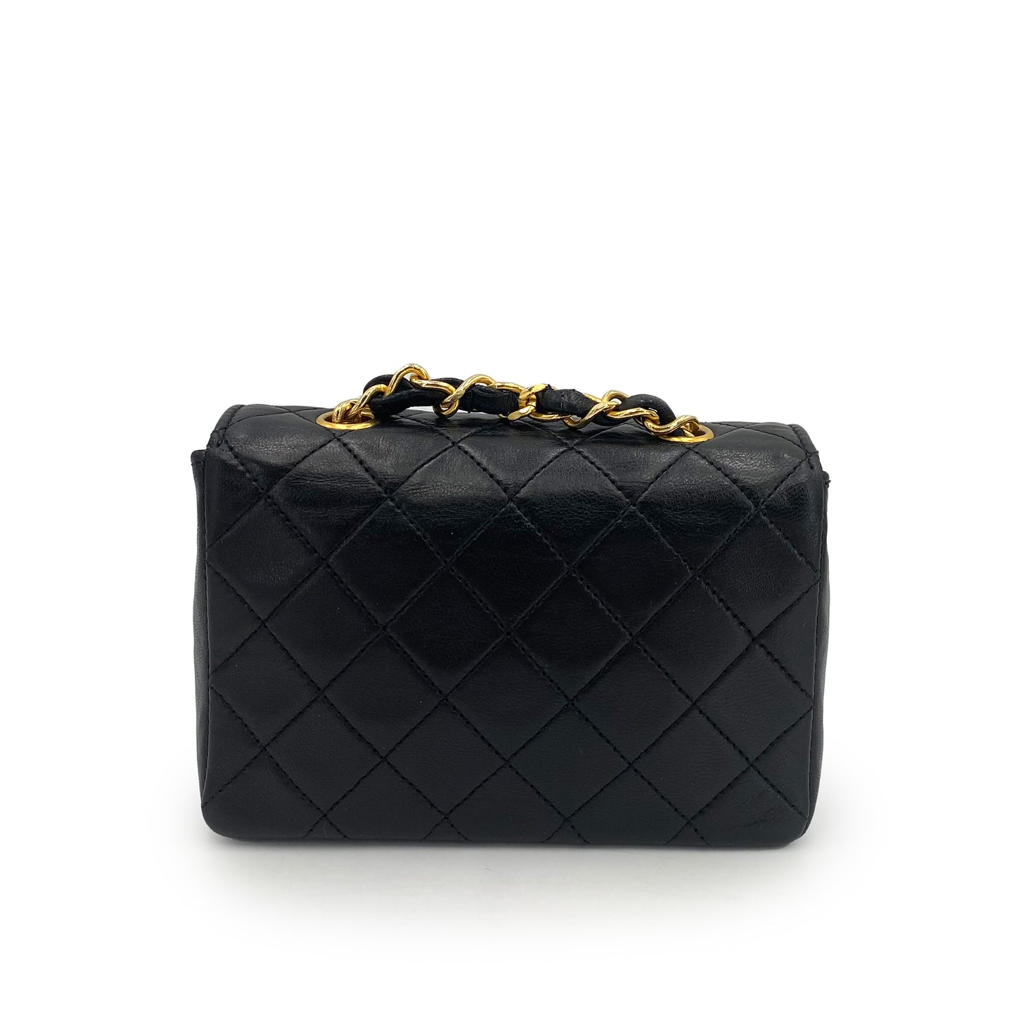 CHANEL VINTAGE MINI MATELASSE CHAIN SHOULDER BAG BLACK LAMB SKIN 90241261