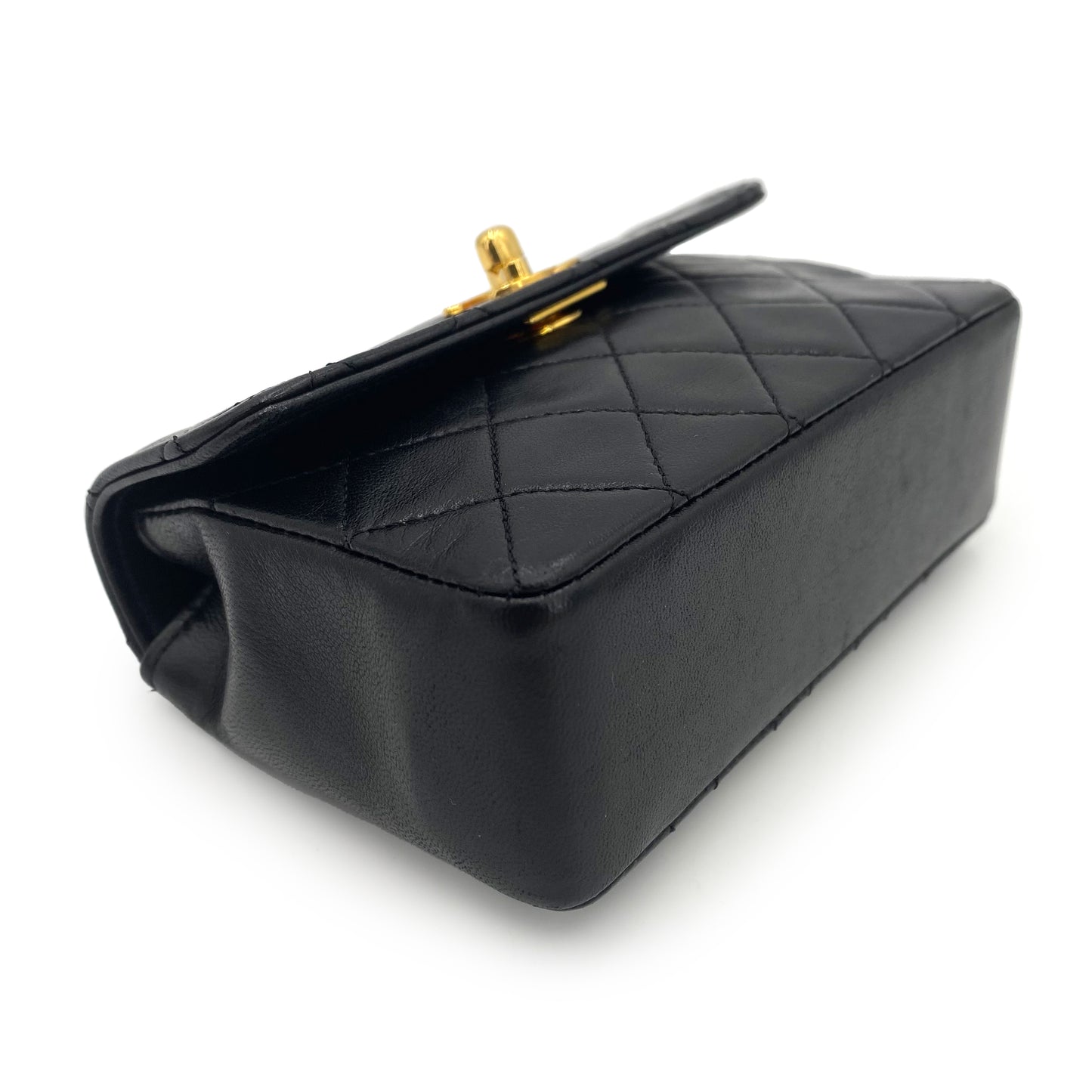 CHANEL VINTAGE MINI MATELASSE CHAIN SHOULDER BAG BLACK LAMB SKIN 90241261