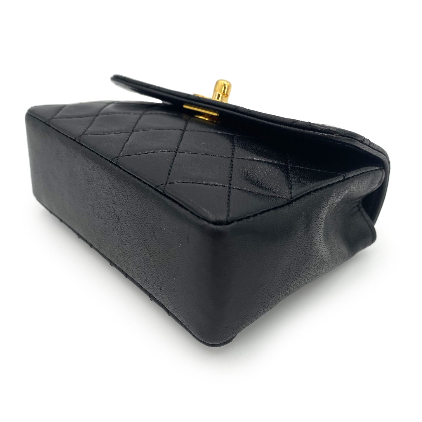 CHANEL VINTAGE MINI MATELASSE CHAIN SHOULDER BAG BLACK LAMB SKIN 90241261