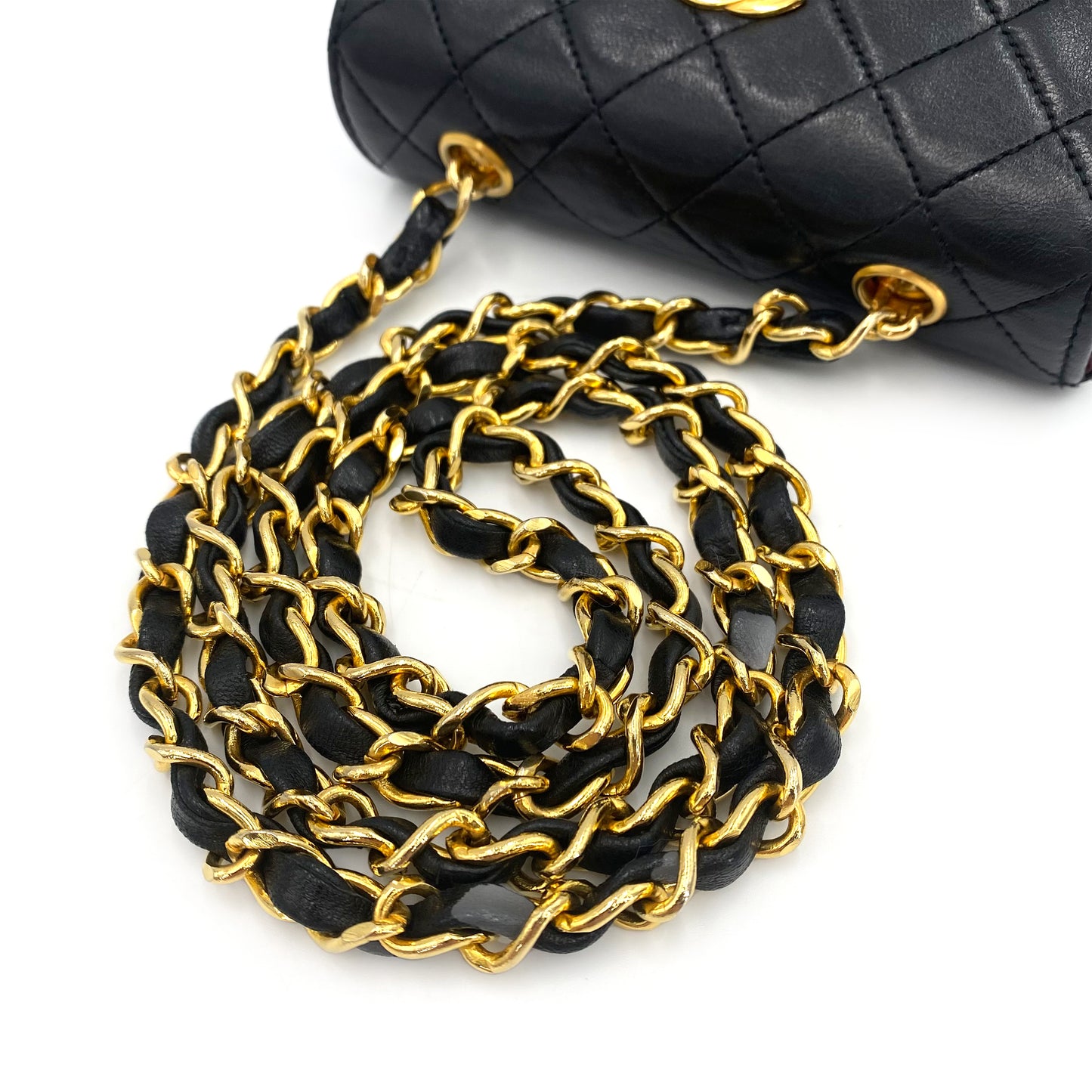 CHANEL VINTAGE MINI MATELASSE CHAIN SHOULDER BAG BLACK LAMB SKIN 90241261