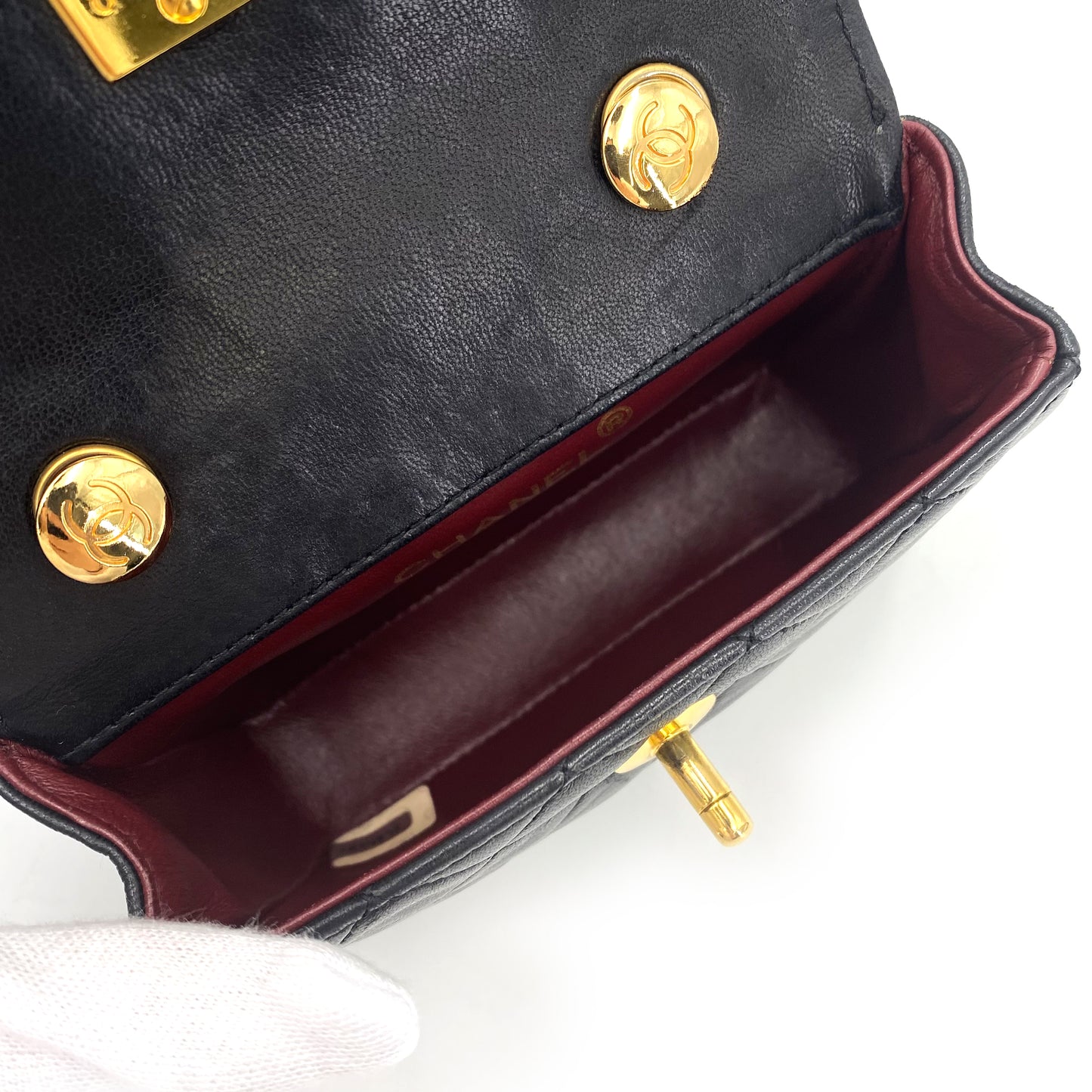 CHANEL VINTAGE MINI MATELASSE CHAIN SHOULDER BAG BLACK LAMB SKIN 90241261