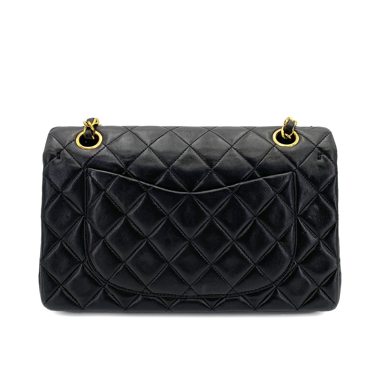 CHANEL VINTAGE CLASSIC FLAP SMALL CHAIN SHOULDER BAG BLACK LAMB SKIN 90241263