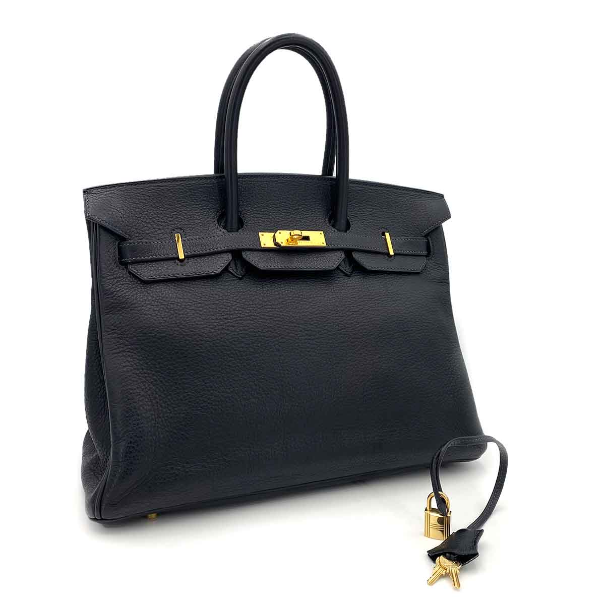 HERMES BIRKIN 35 BLUE INDIGO TOGO HAND BAG □G 90241268