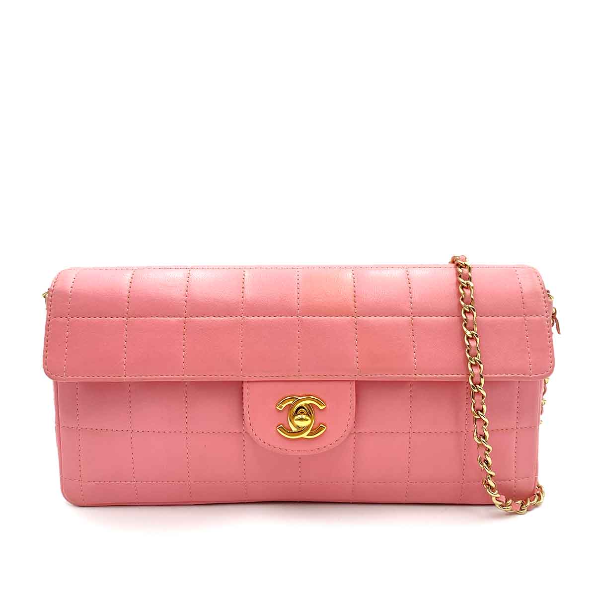 CHANEL VINTAGE CHOCOLATE BAR CHAIN SHOULDER BAG PINK LAMB SKIN 90241275