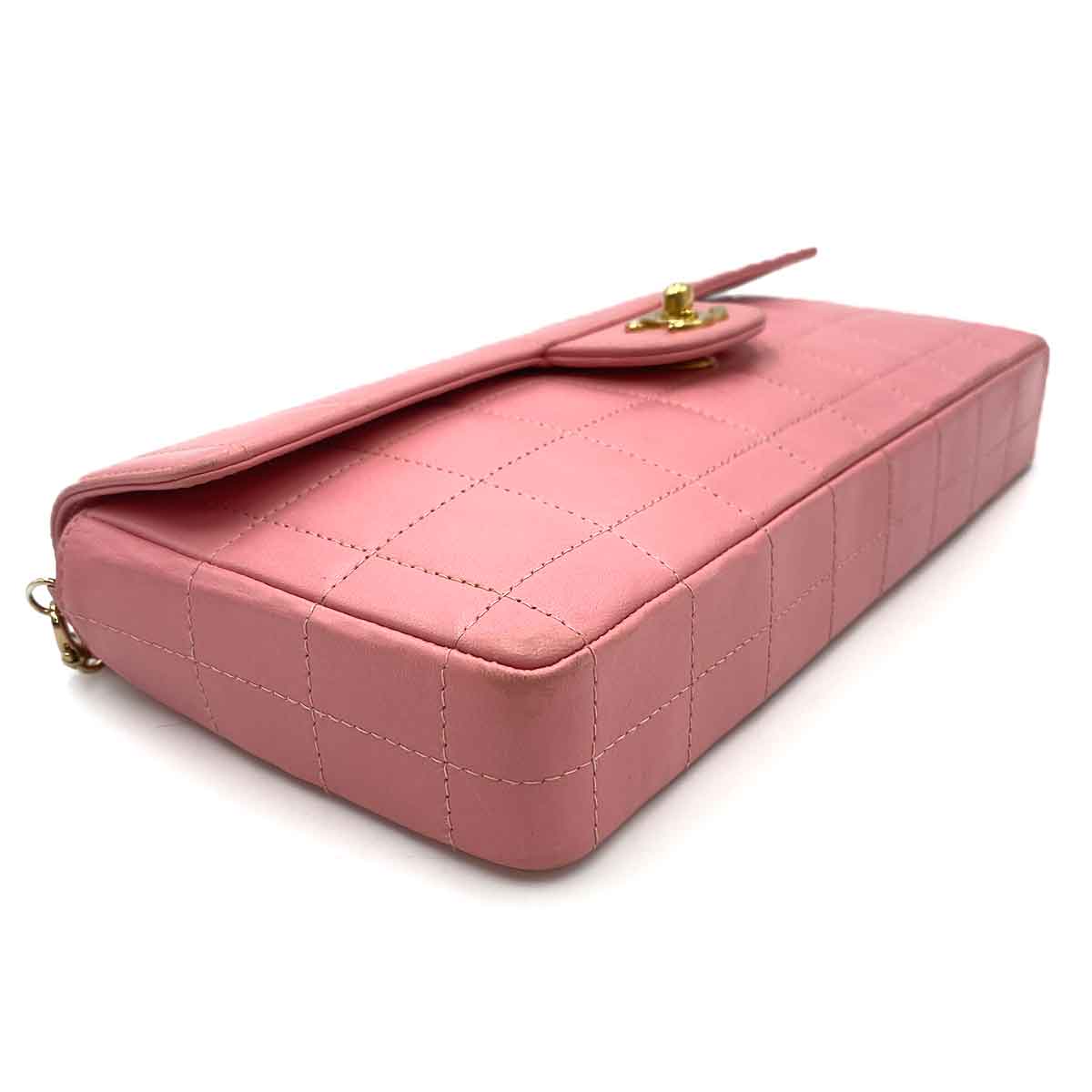 CHANEL VINTAGE CHOCOLATE BAR CHAIN SHOULDER BAG PINK LAMB SKIN 90241275