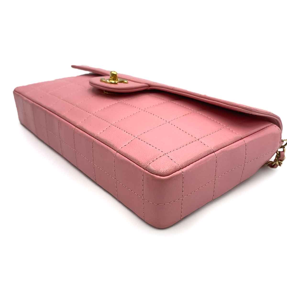 CHANEL VINTAGE CHOCOLATE BAR CHAIN SHOULDER BAG PINK LAMB SKIN 90241275