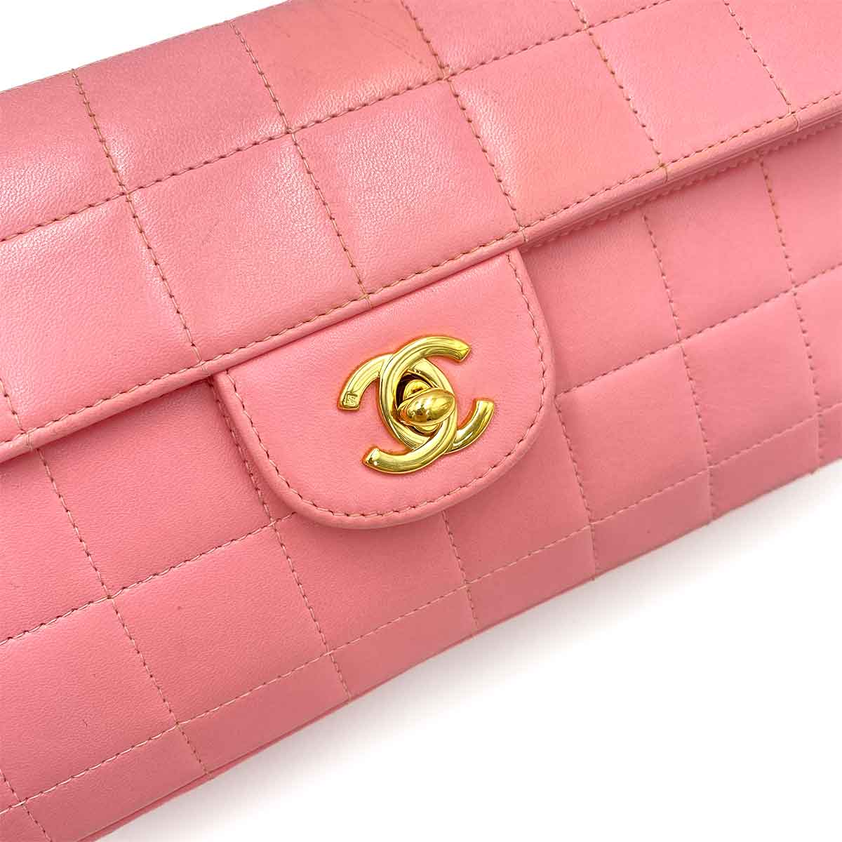 CHANEL VINTAGE CHOCOLATE BAR CHAIN SHOULDER BAG PINK LAMB SKIN 90241275