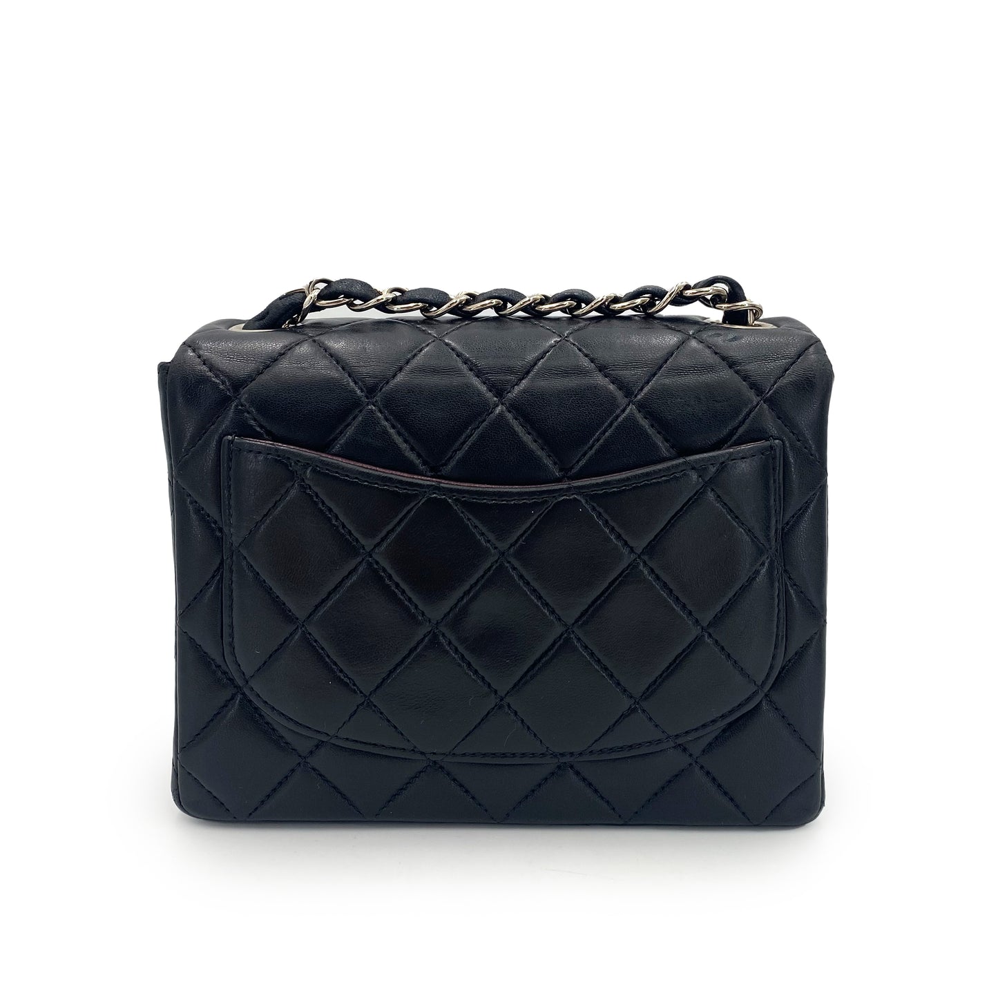 CHANEL VINTAGE MINI SQUARE 17 CHAIN SHOULDER BAG BLACK LAMB SKIN SHW 90241278