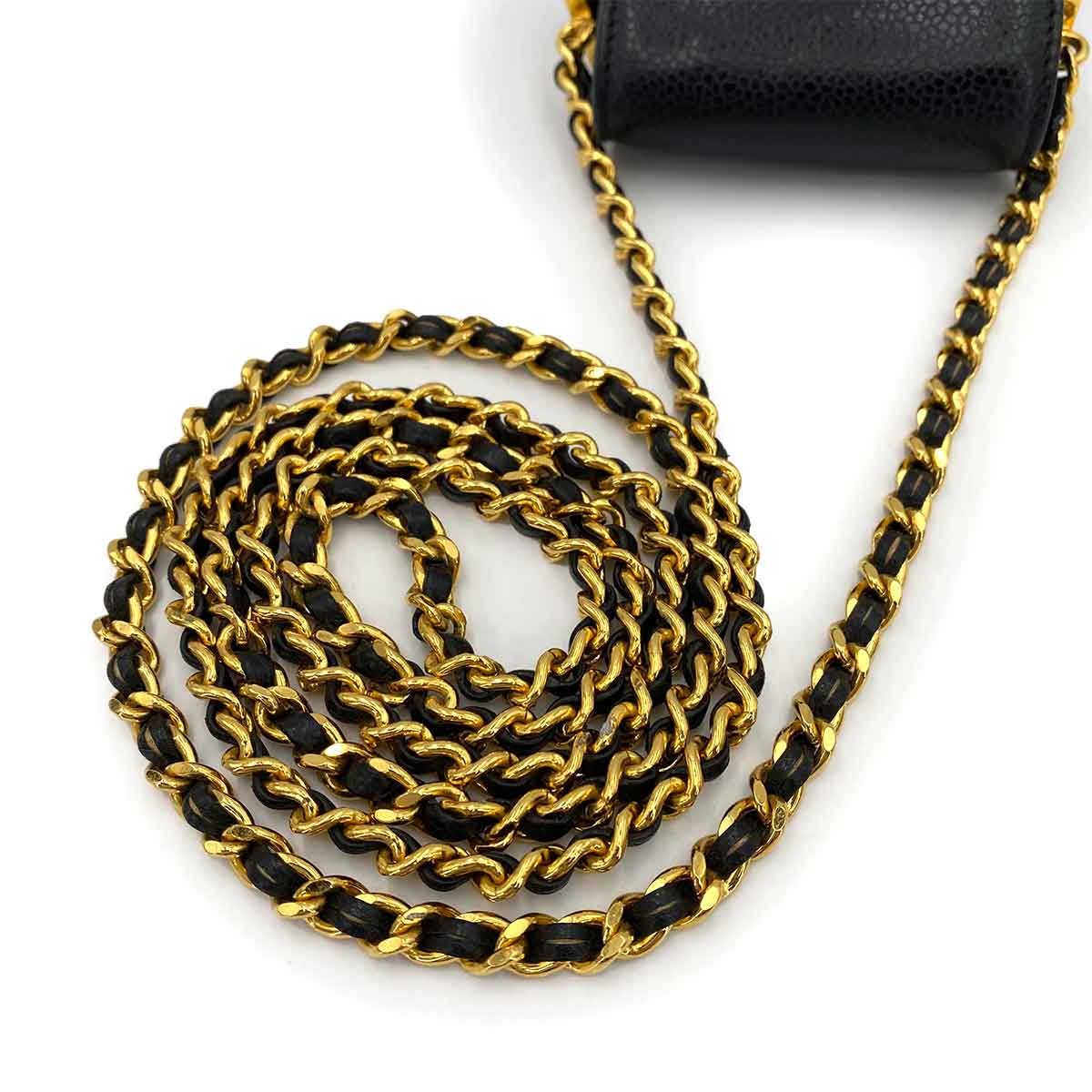 CHANEL VINTAGE MOBILE CASE CHAIN SHOULDER BLACK CAVIAR SKIN 90241287