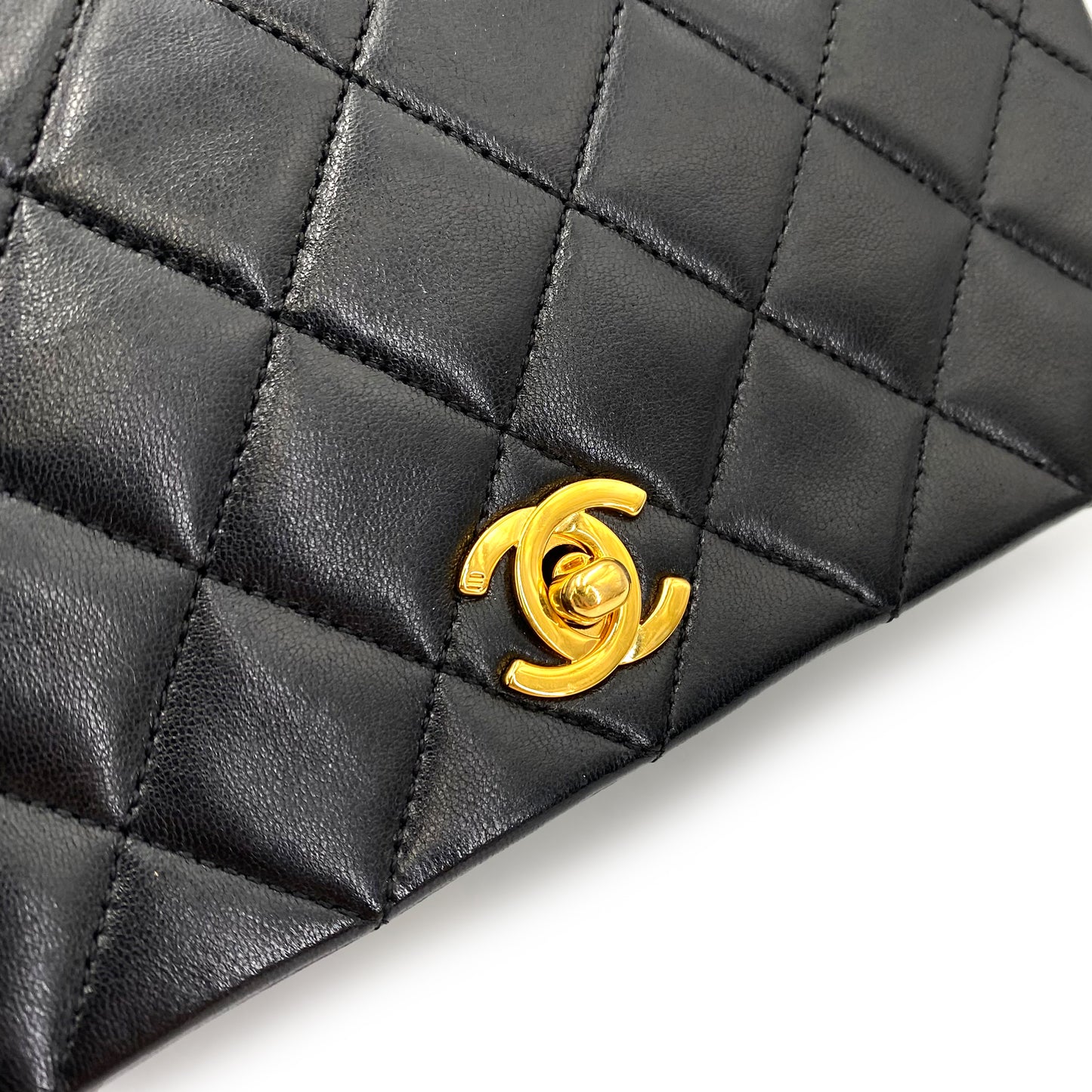 CHANEL VINTAGE MINI FULL FLAP CHAIN SHOULDER BAG BLACK LAMB SKIN 90241291