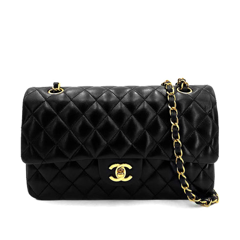 CHANEL VINTAGE CLASSIC FLAP MEDIUM CHAIN SHOULDER BAG BLACK LAMB SKIN 90241294 - PURPOSE