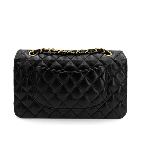 CHANEL VINTAGE CLASSIC FLAP MEDIUM CHAIN SHOULDER BAG BLACK LAMB SKIN 90241294 - PURPOSE