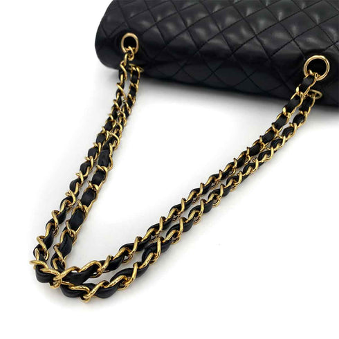 CHANEL VINTAGE CLASSIC FLAP MEDIUM CHAIN SHOULDER BAG BLACK LAMB SKIN 90241294 - PURPOSE