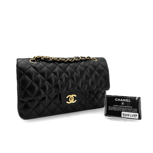 CHANEL VINTAGE CLASSIC FLAP MEDIUM CHAIN SHOULDER BAG BLACK LAMB SKIN 90241294 - PURPOSE