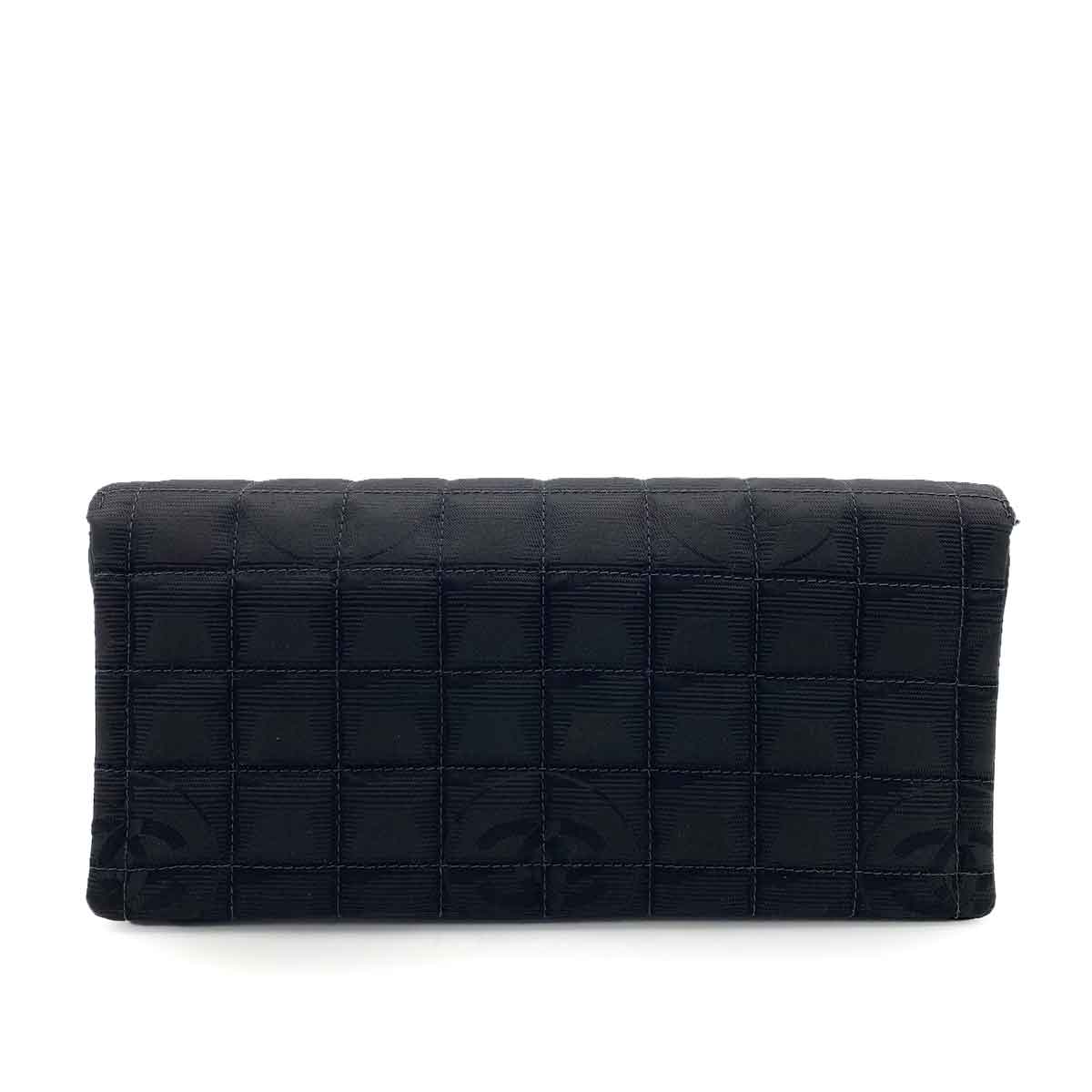 CHANEL VINTAGE NEW TRAVEL LINE EAST WEST CHOCOLATE BAR CHAIN SHOULDER BAG BLACK NYLON 90241297