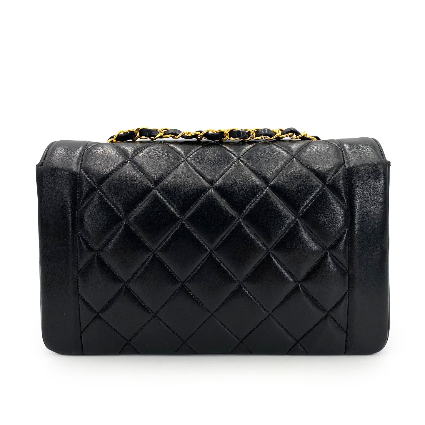 CHANEL VINTAGE DIANA MEDIUM CHAIN SHOULDER BAG BLACK LAMB SKIN 90241298