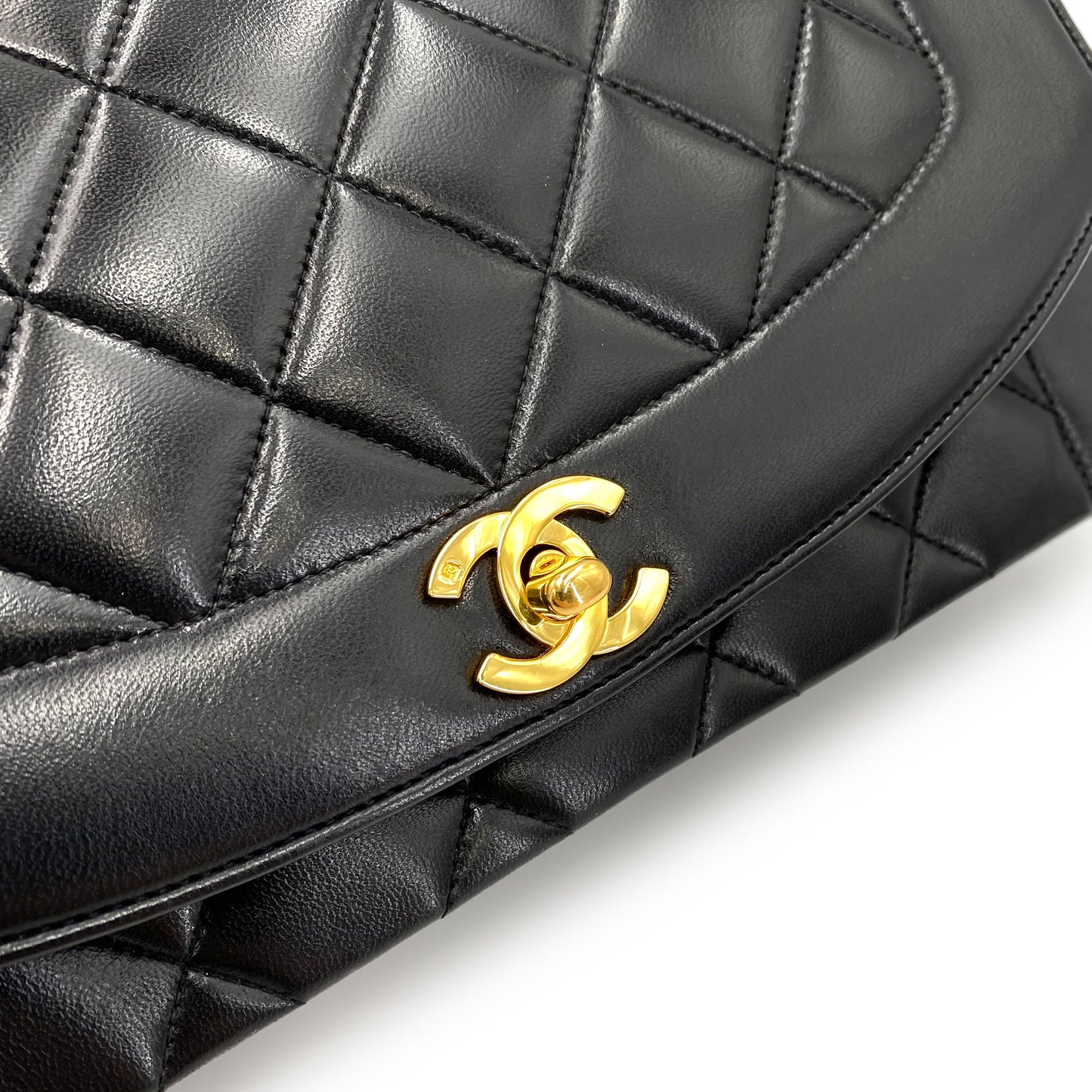 CHANEL VINTAGE DIANA MEDIUM CHAIN SHOULDER BAG BLACK LAMB SKIN 90241298
