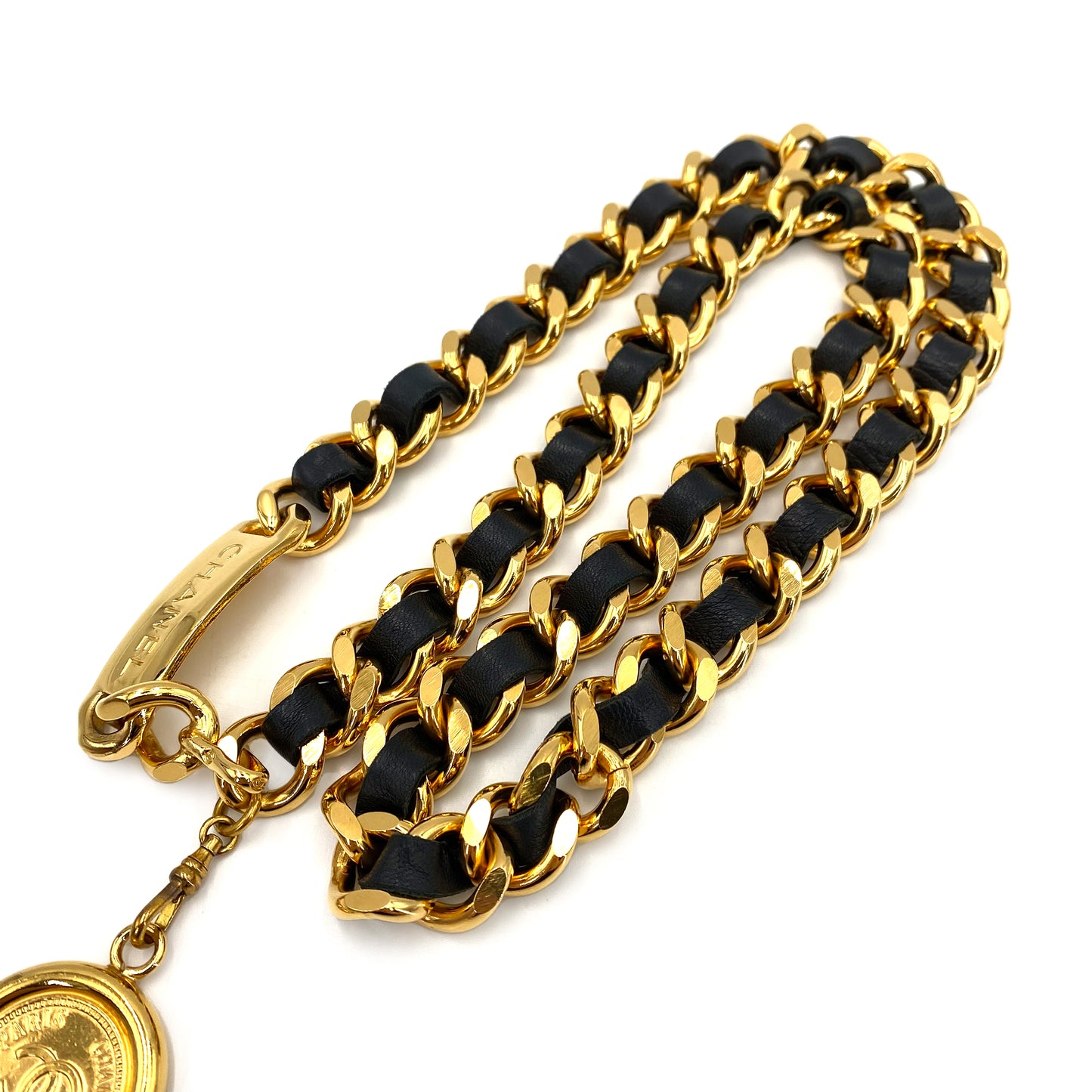 CHANEL VINTAGE CHAIN BELT LEATHER COCOMARK ACCESSORY 90241302
