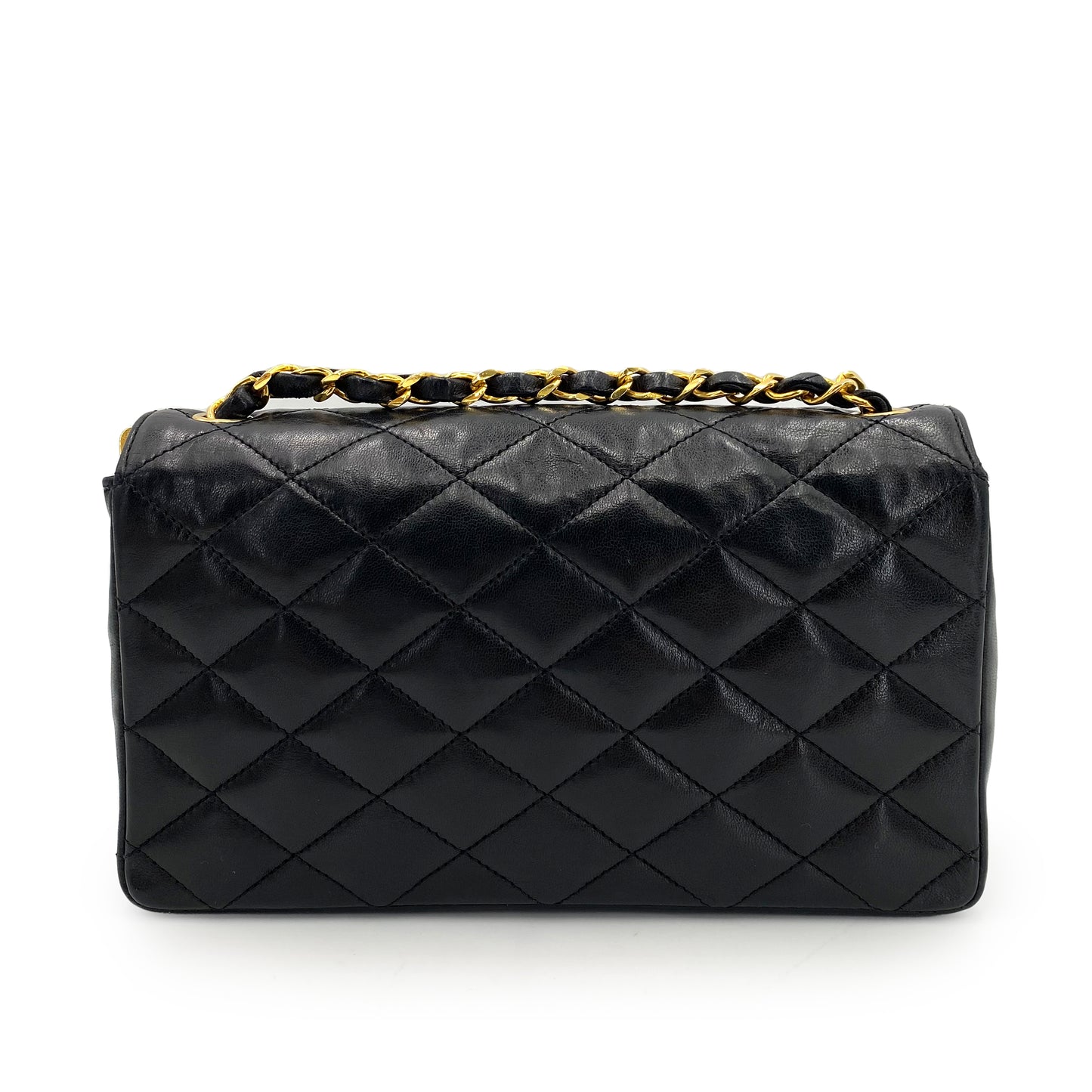 CHANEL VINTAGE BIG COCO MATELASSE CHAIN SHOULDER BAG BLACK LAMB SKIN 90241315