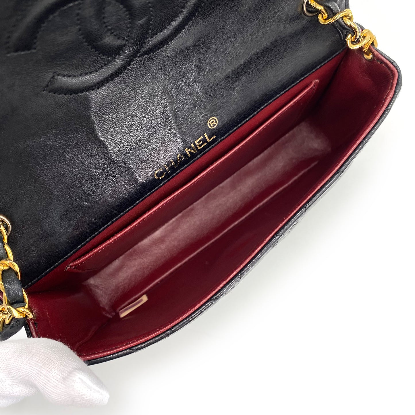 CHANEL VINTAGE BIG COCO MATELASSE CHAIN SHOULDER BAG BLACK LAMB SKIN 90241315